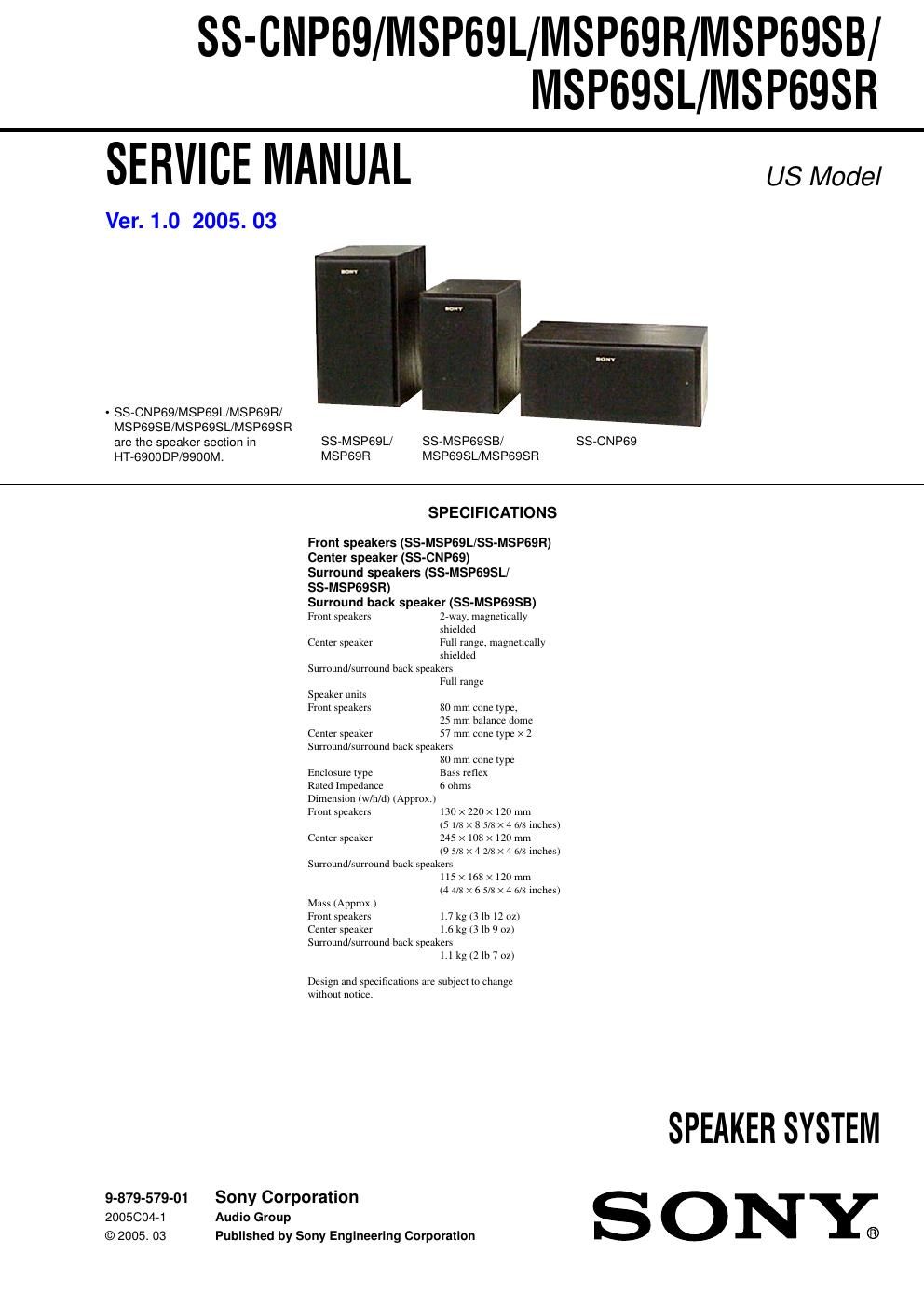 sony ss cnp 69 service manual