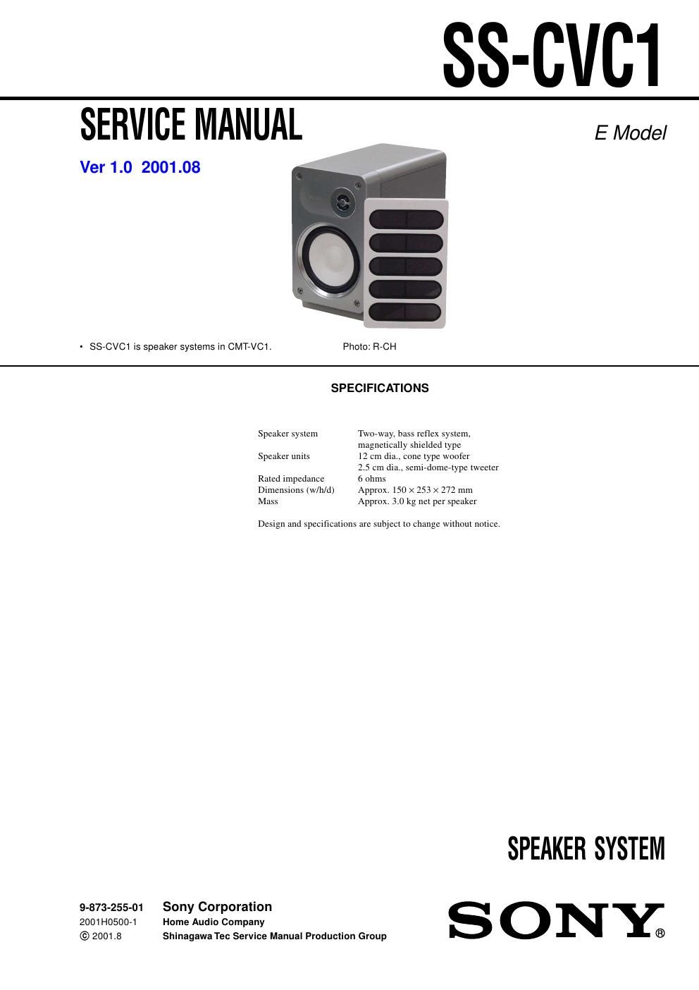 sony ss cvc 1 service manual