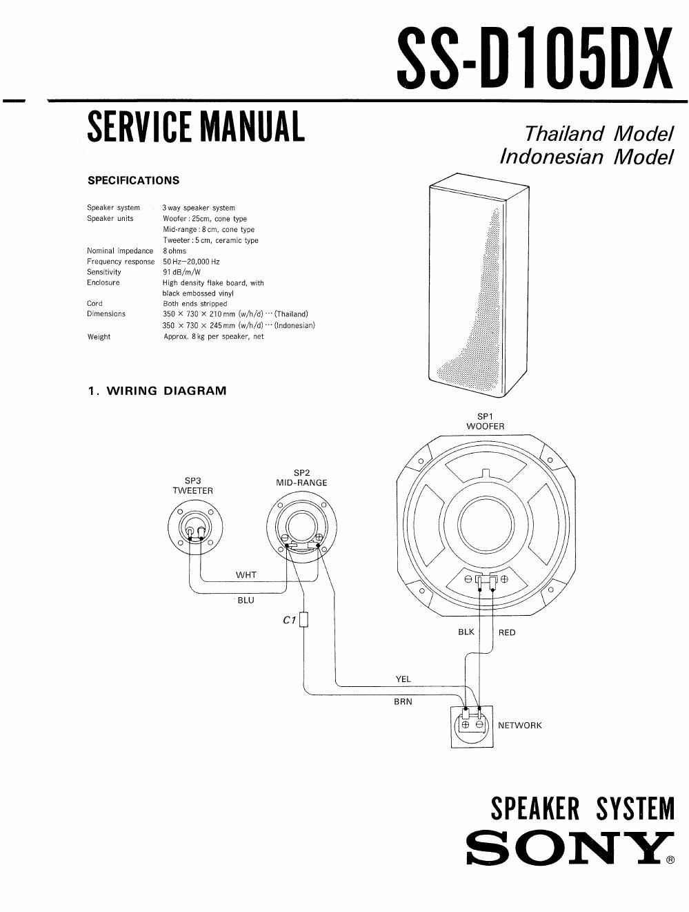 sony ss d 105 dx service manual