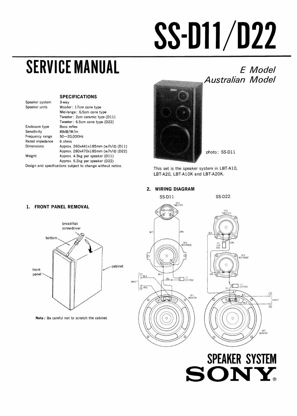sony ss d 11 service manual
