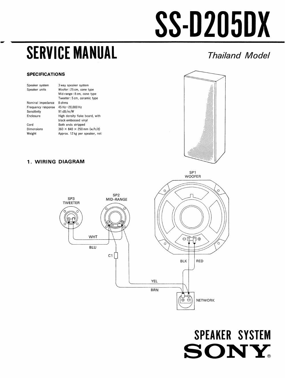 sony ss d 205 dx service manual