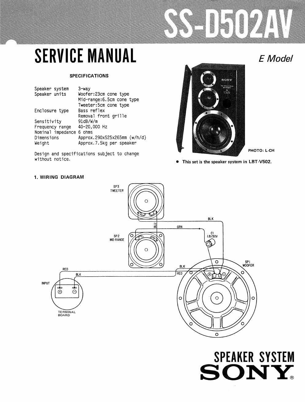 sony ss d 502 av service manual