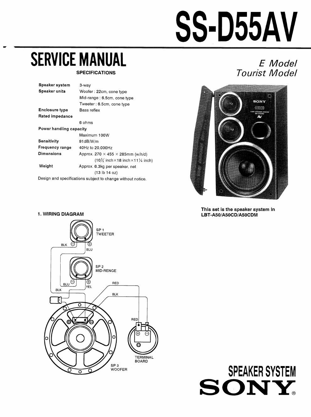 sony ss d 55 av service manual