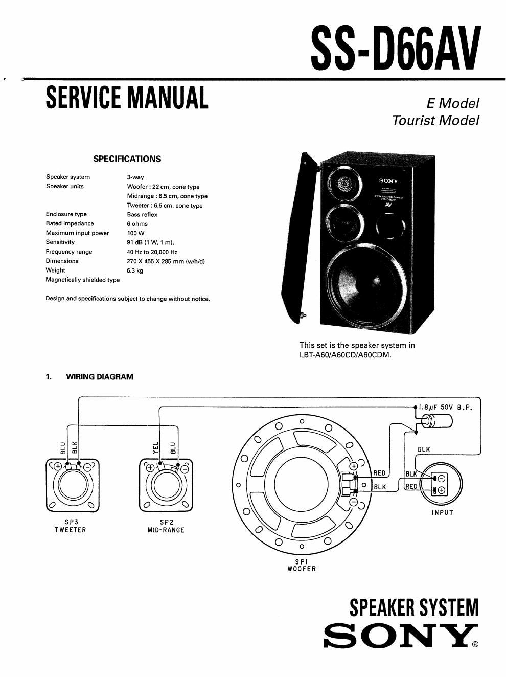 sony ss d 66 av service manual