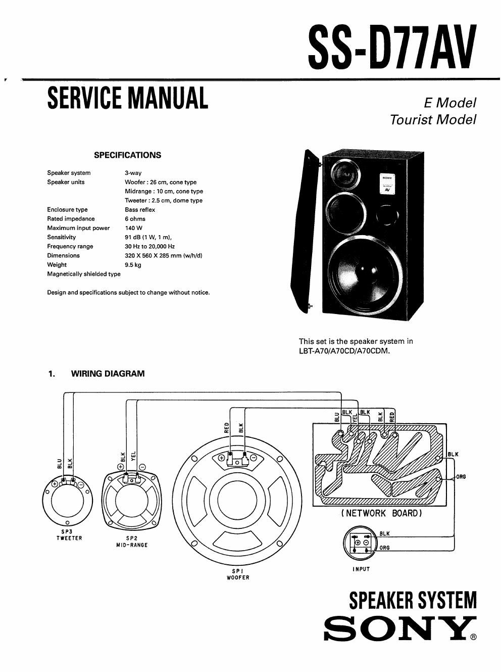sony ss d 77 av service manual
