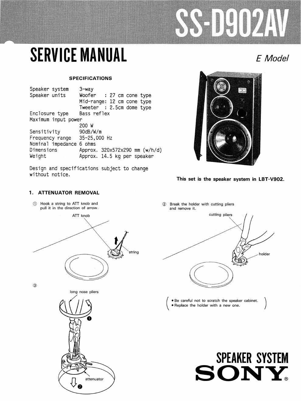 sony ss d 902 av service manual