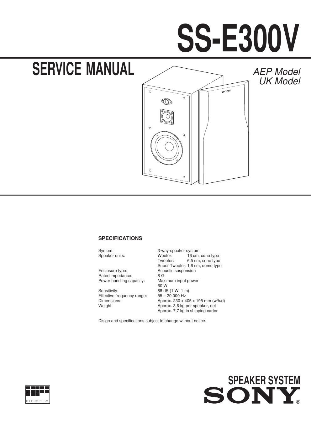 sony ss e 300 v service manual