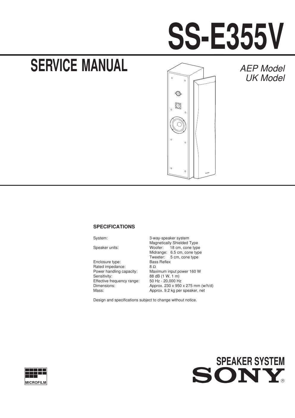 sony ss e 355 v service manual