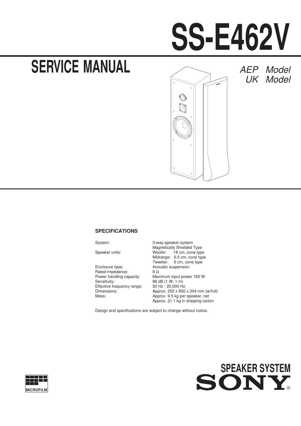 sony ss e 462 v service manual