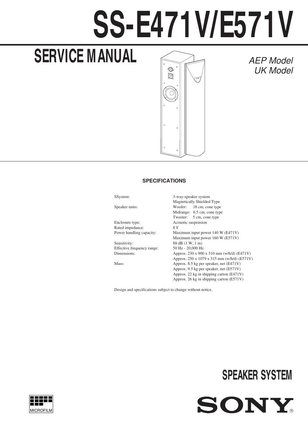 sony ss e 471 v service manual