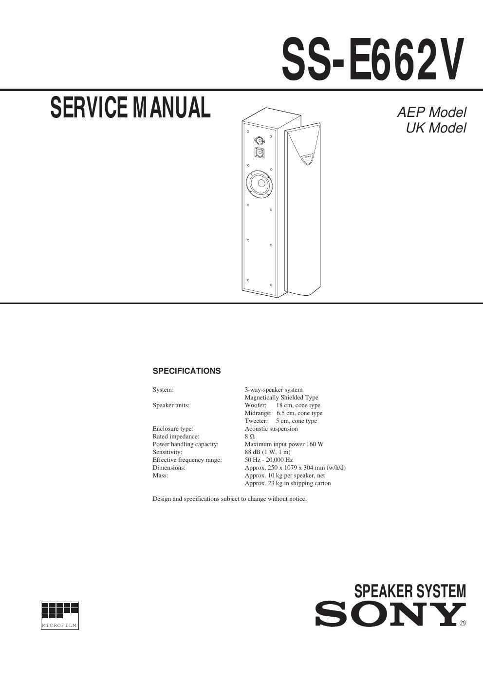 sony ss e 662 v service manual