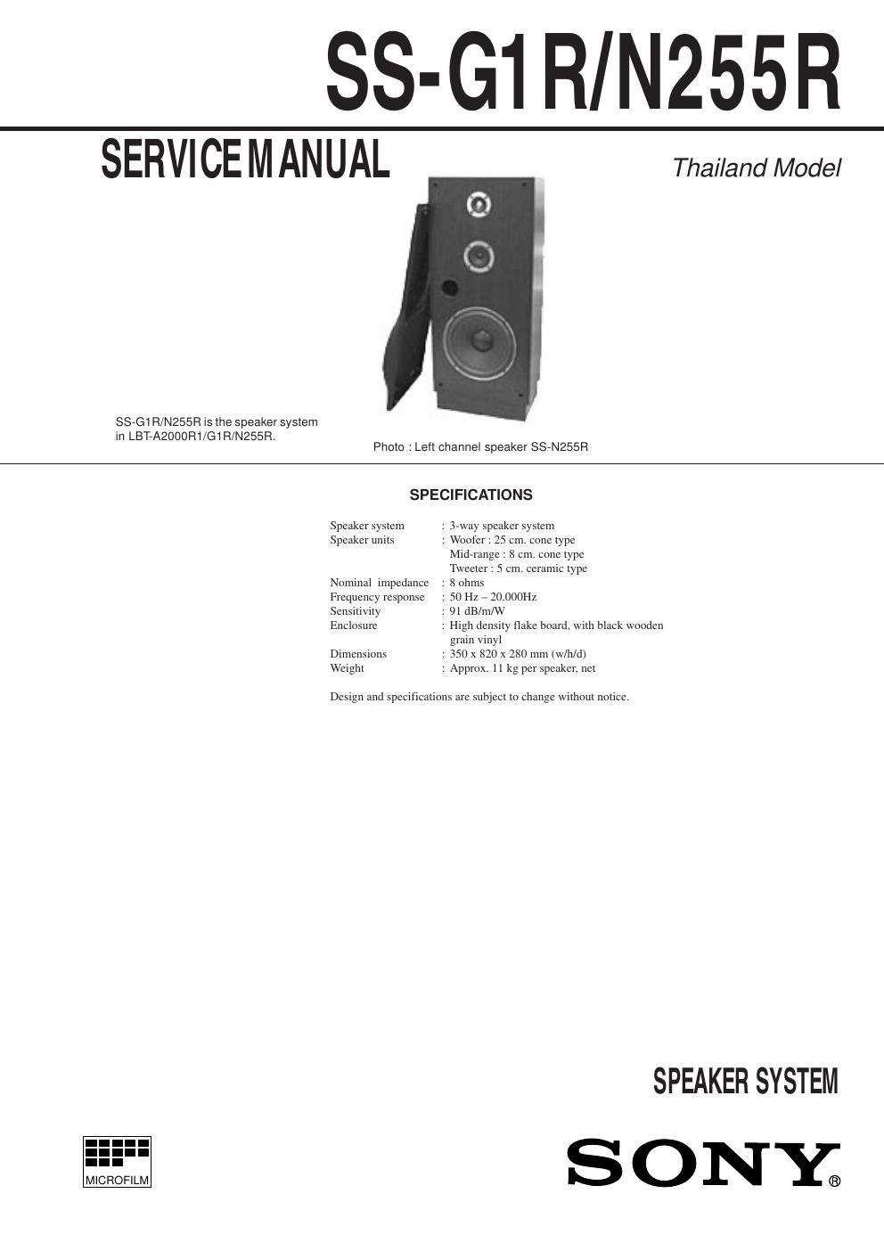 sony ss g 1 r service manual