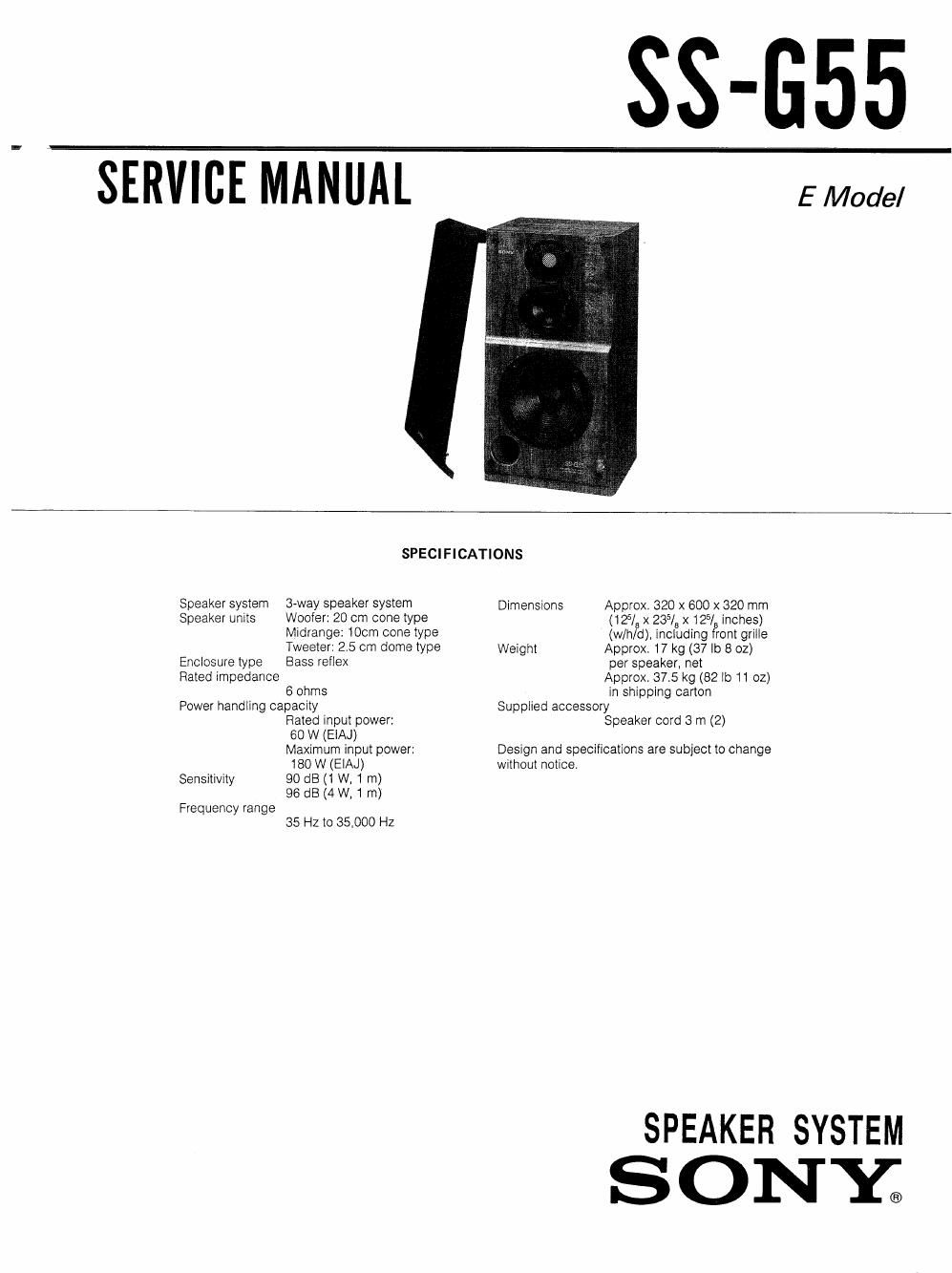 sony ss g 55 service manual