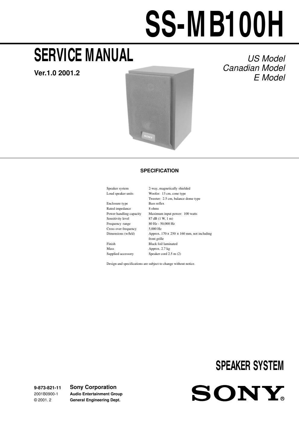 sony ss mb 100 h service manual