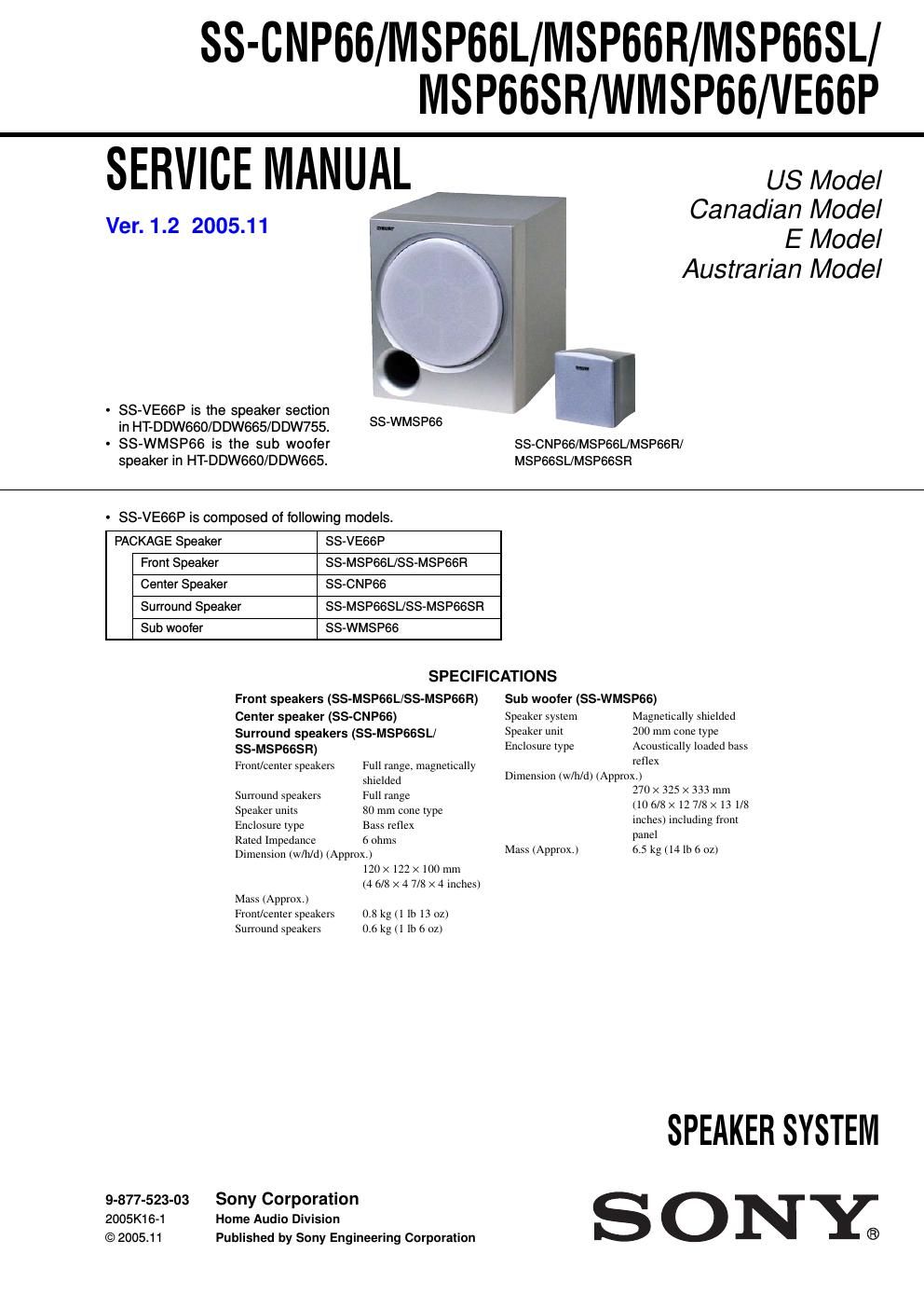 sony ss msp 66 r service manual