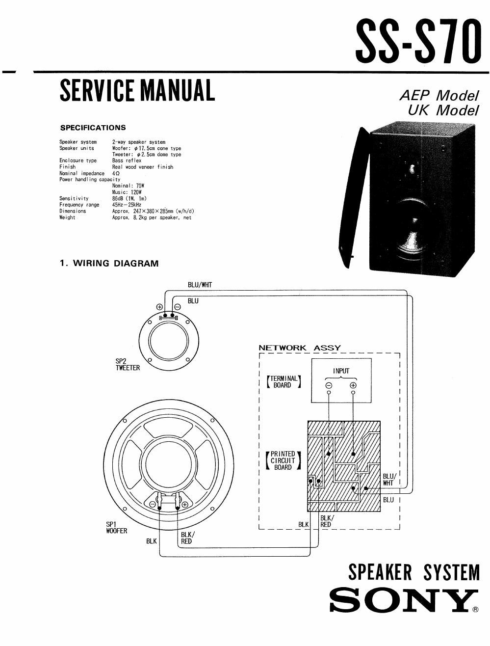 sony ss s 70 service manual