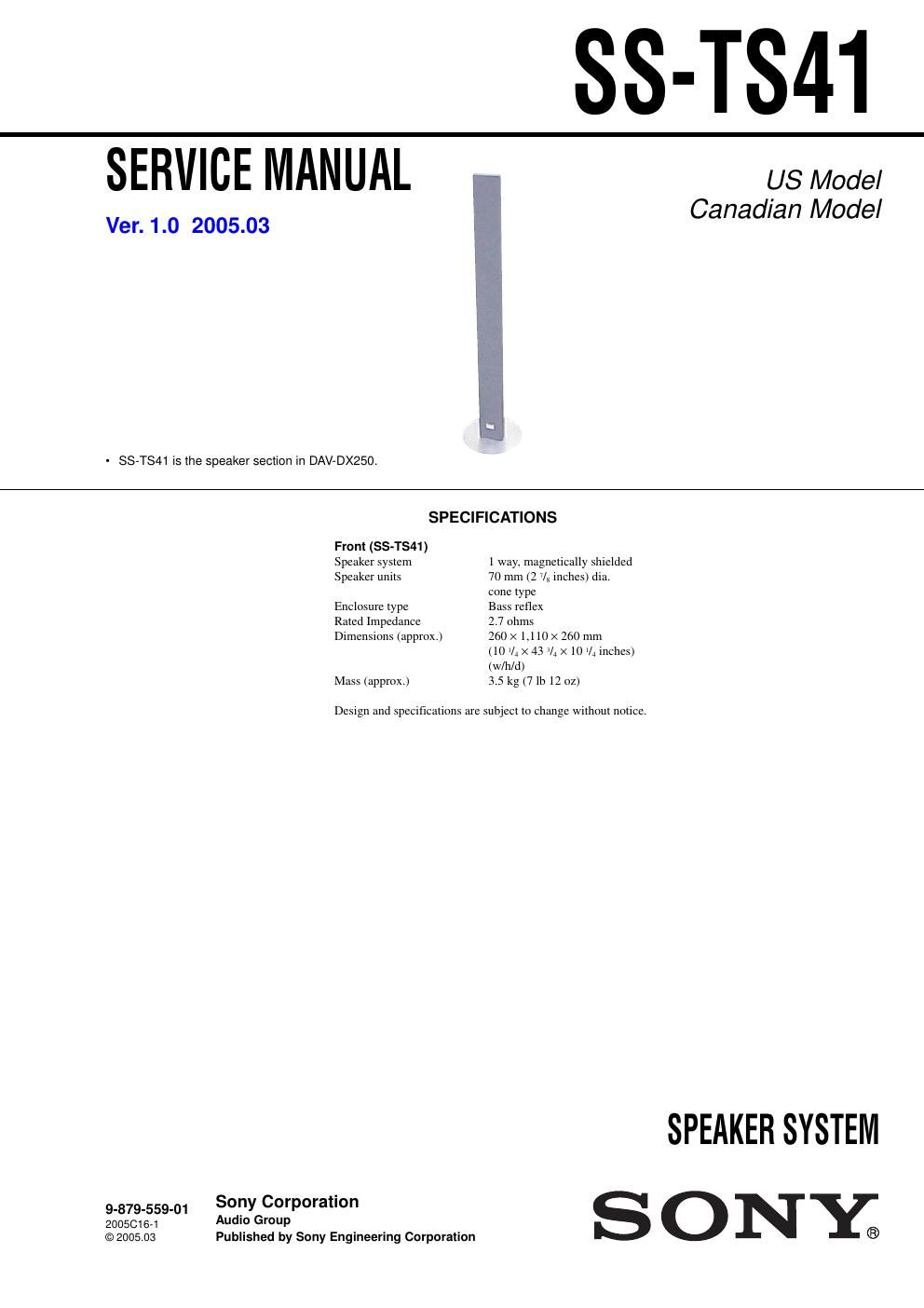 sony ss ts 41 service manual