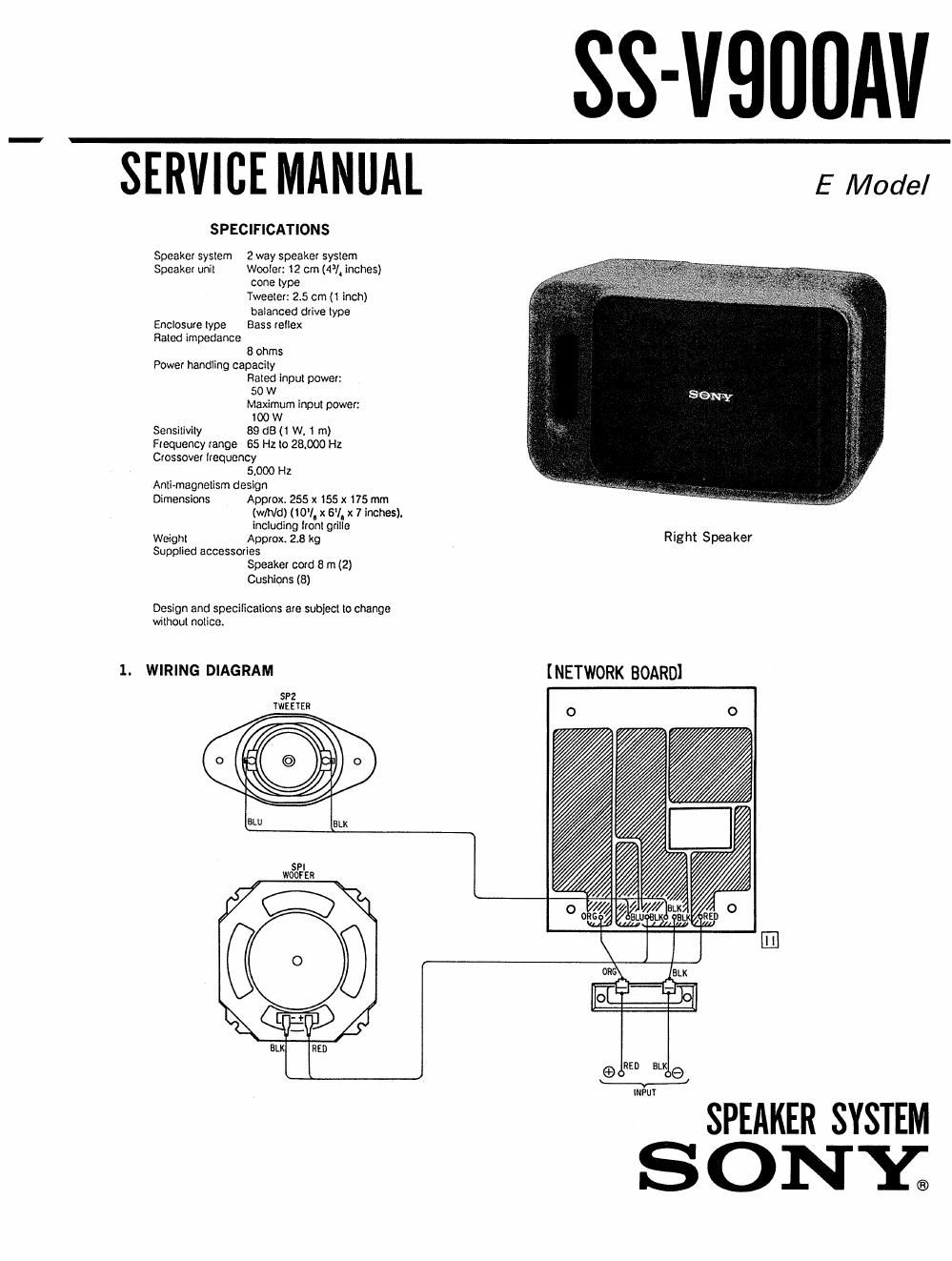 sony ss v 900 av service manual