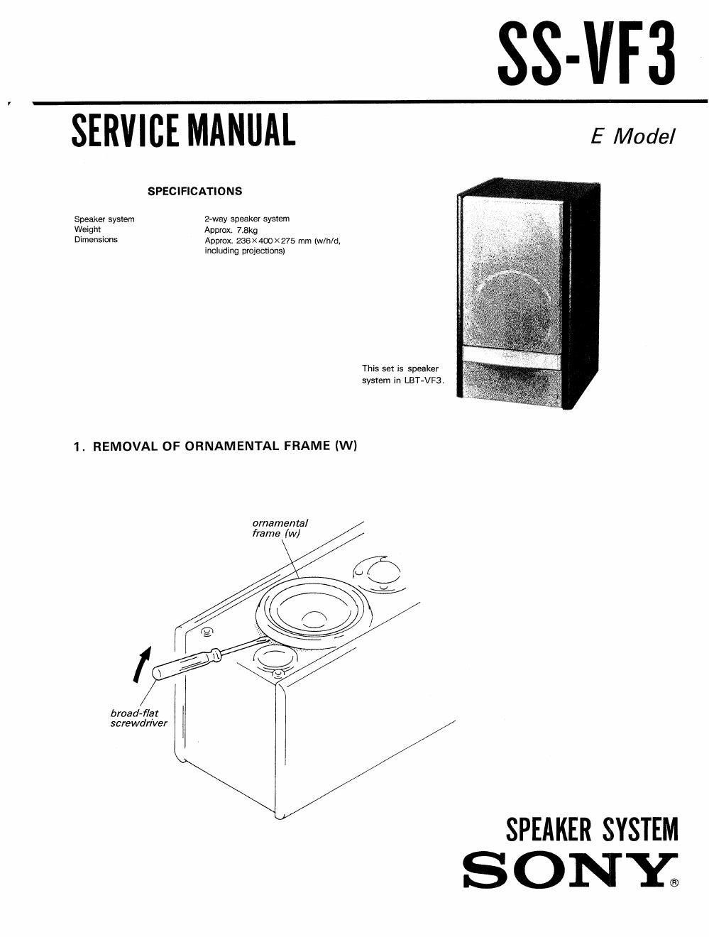 sony ss vf 3 service manual