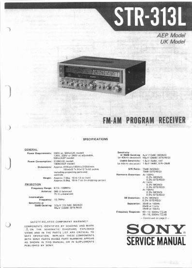 sony str 313 l service manual