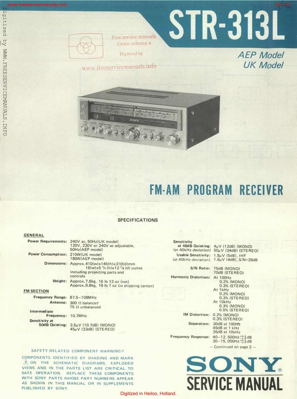 sony str 313l rec service manual