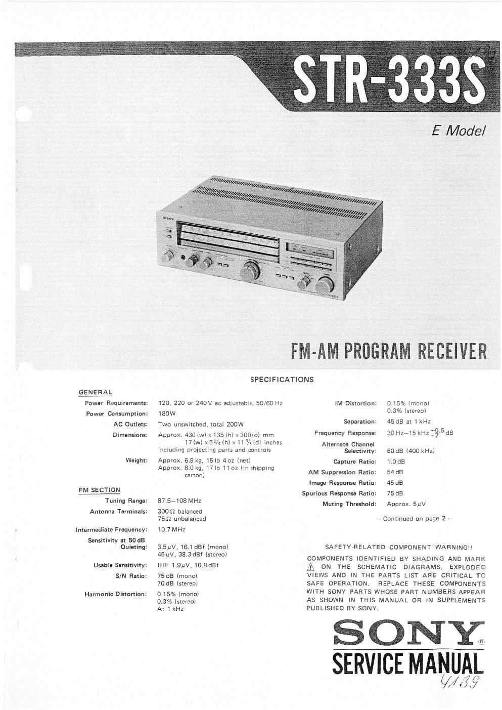 sony str 333s rec service manual