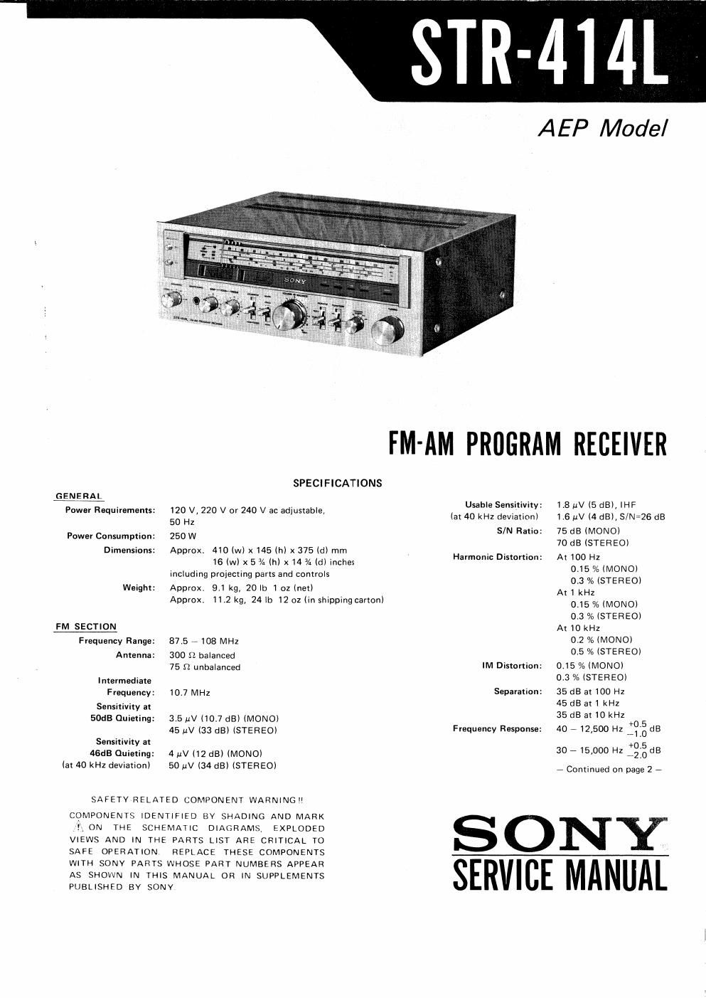 sony str 414 l service manual