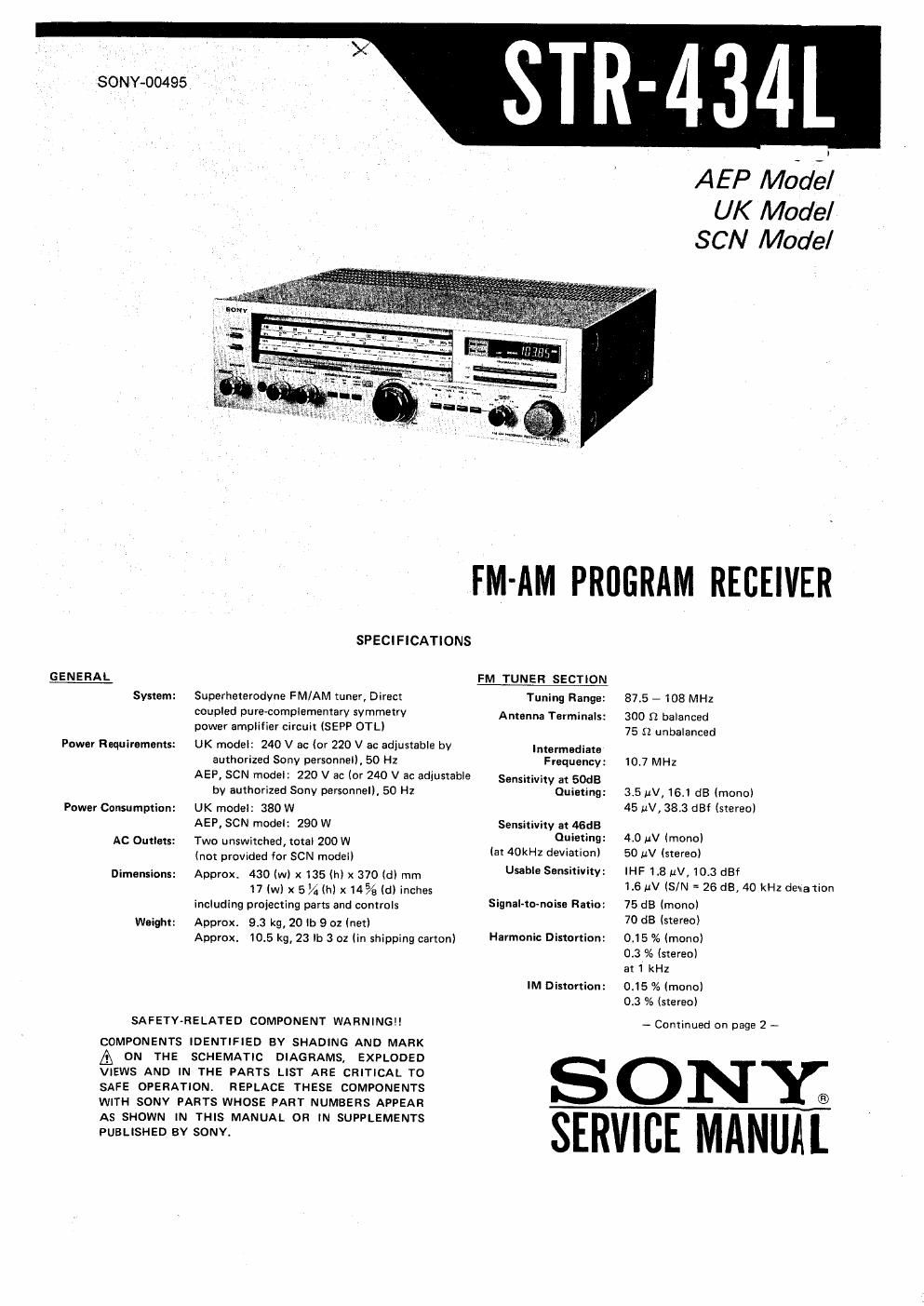 sony str 434 l service manual