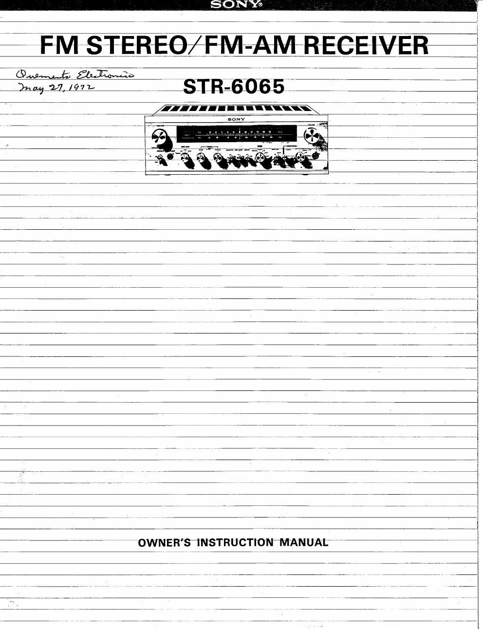 sony str 6065 owners manual