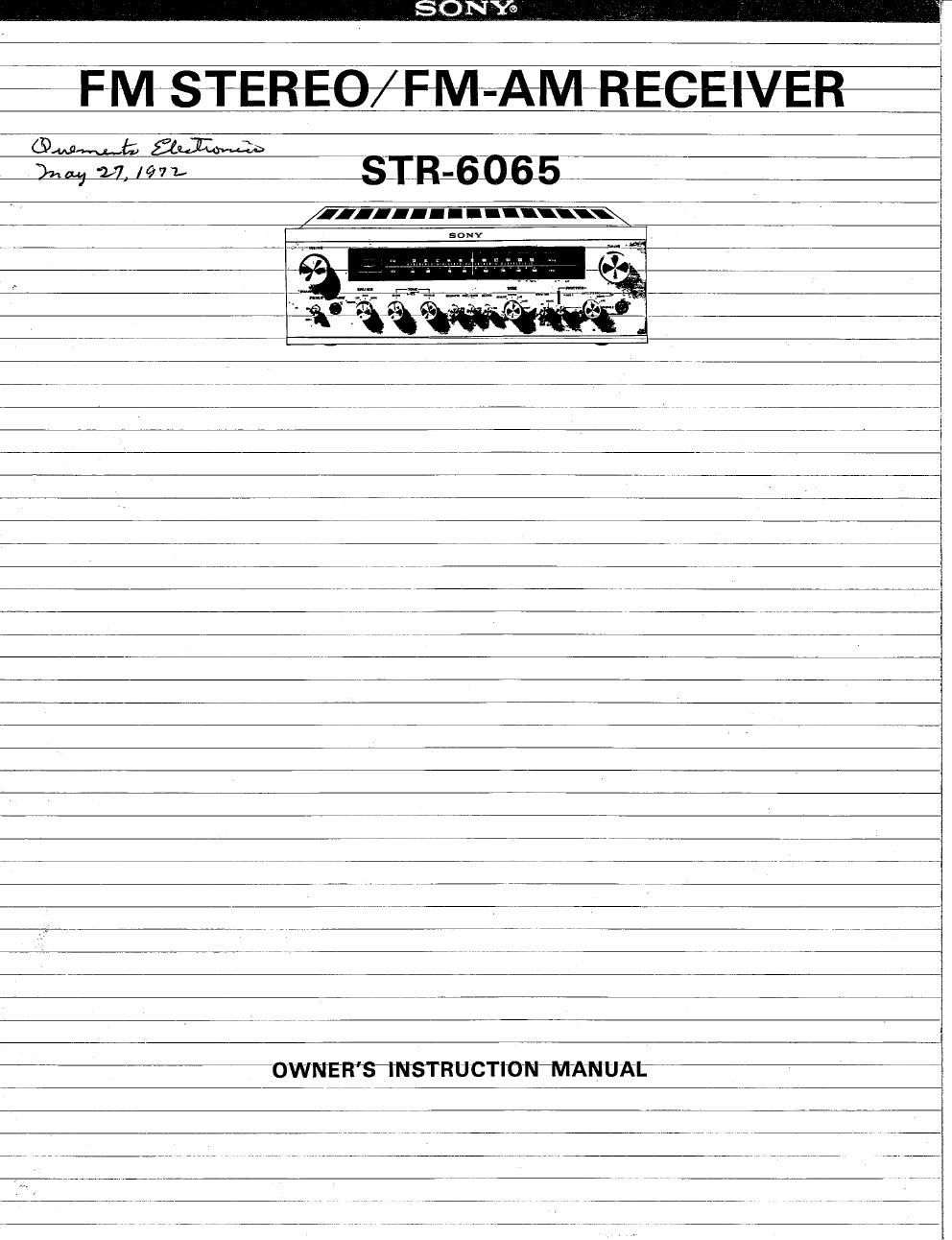 sony str 6065 owners manual