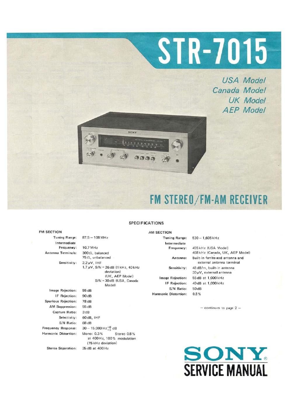 sony str 7015 service manual