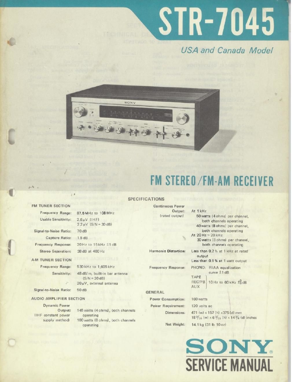 sony str 7045 rec service manual