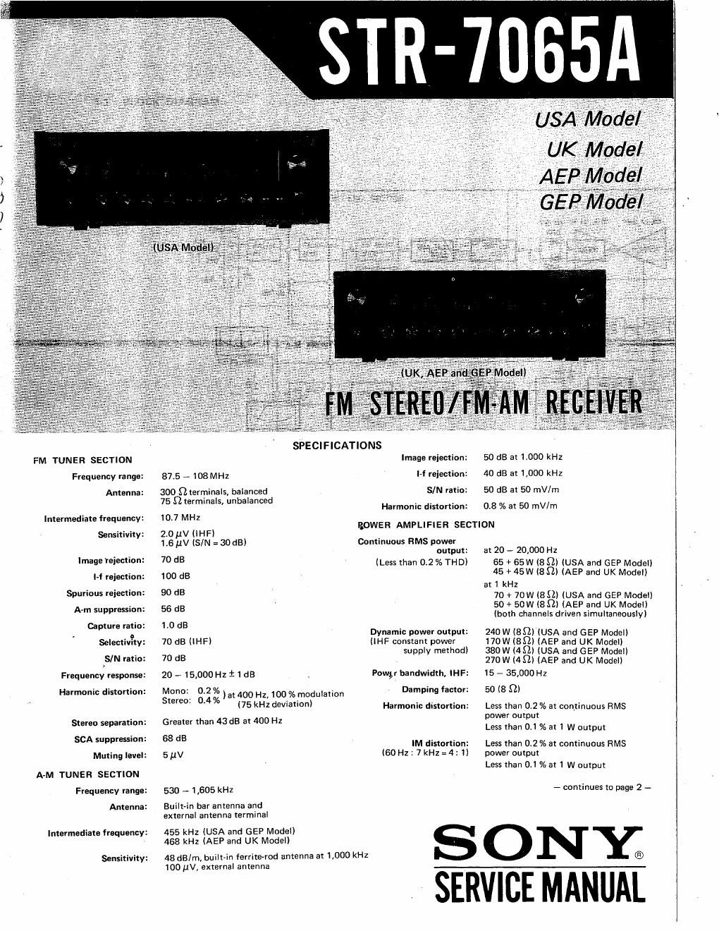 sony str 7065a rec service manual