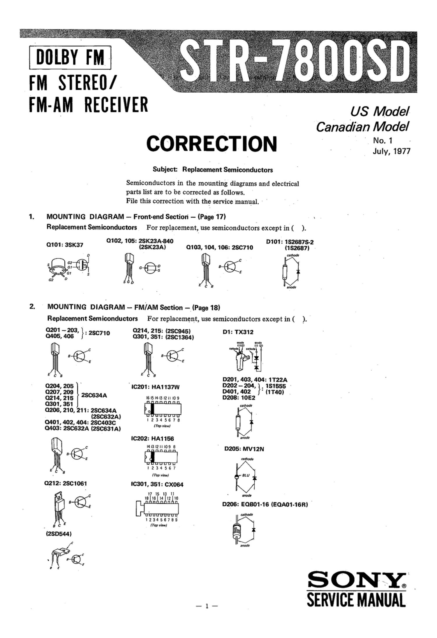 sony str 7800 sd service manual correction