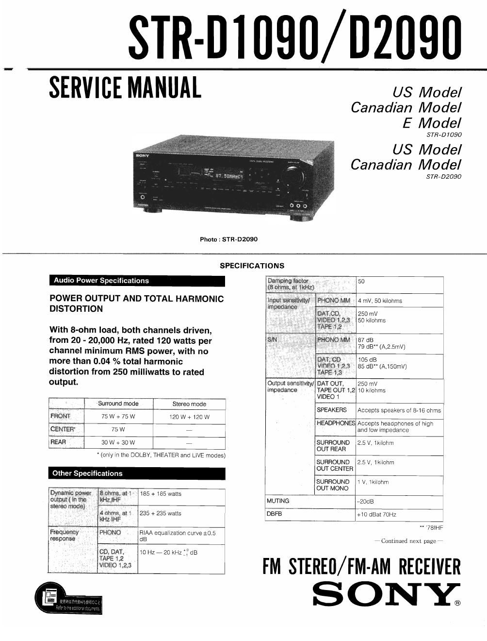 sony str d 1090