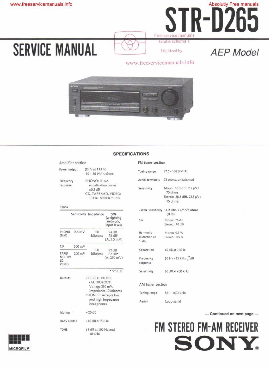 sony str d 265 rec service manual