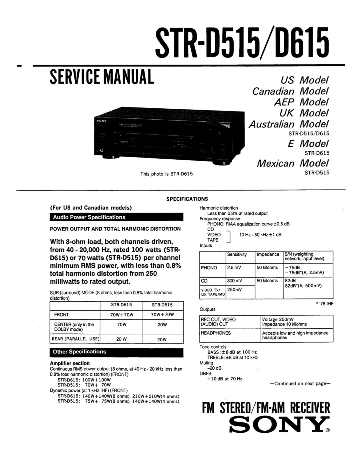sony str d 515 service manual