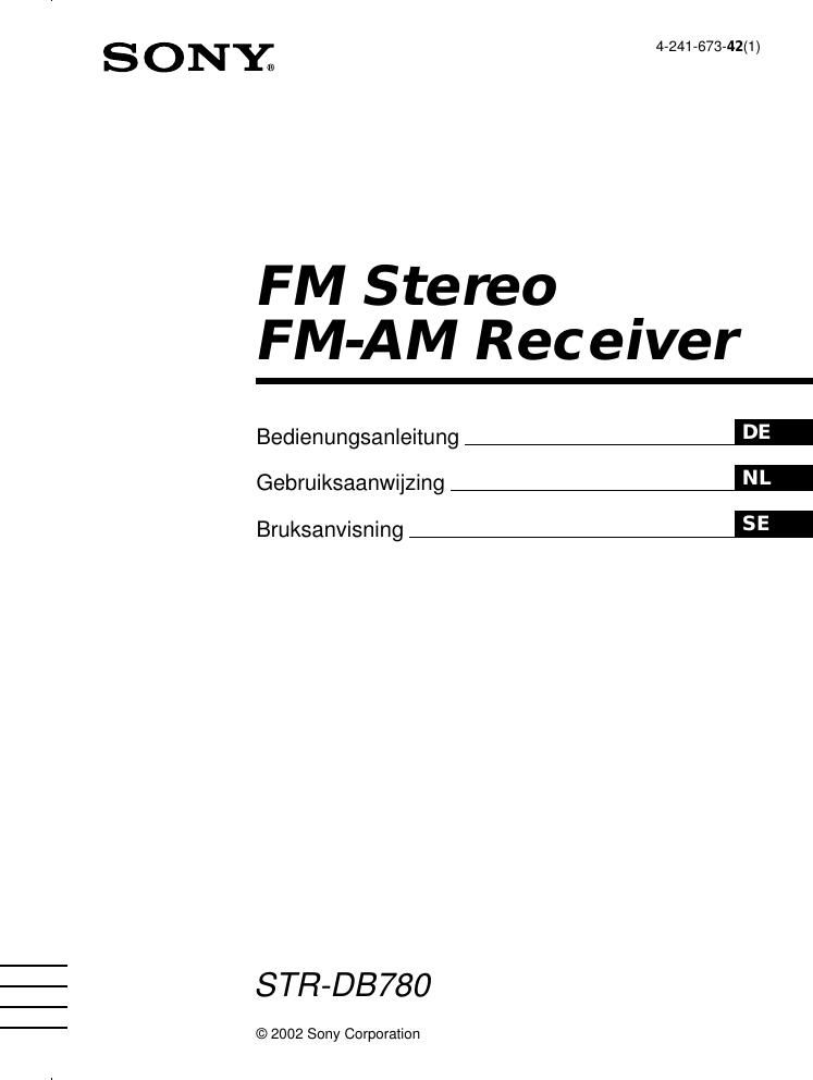 sony str db 780 owners manual