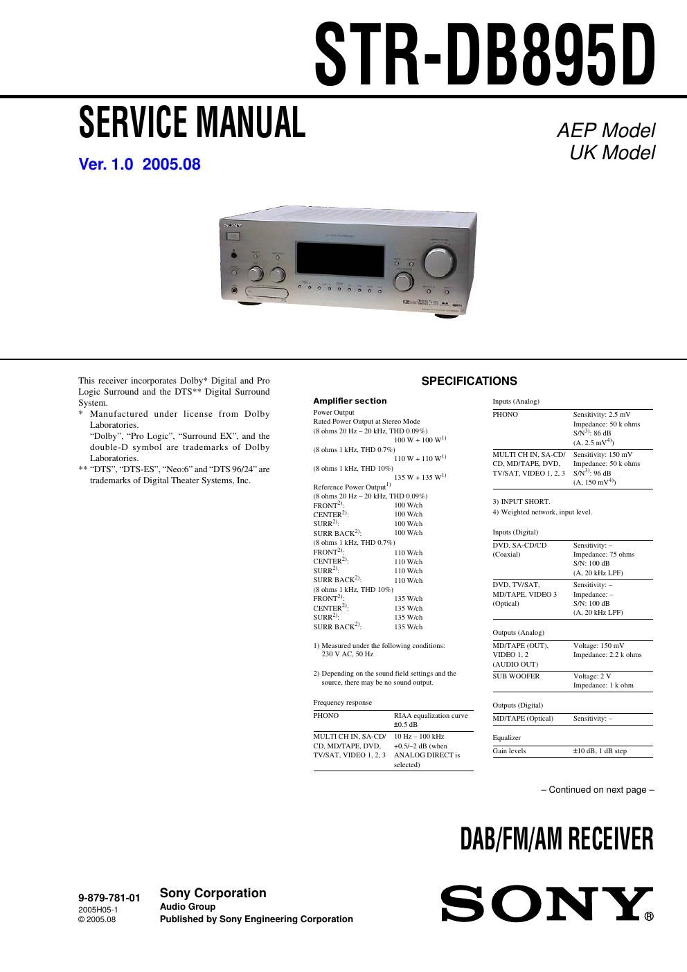 sony str db 895 d service manual