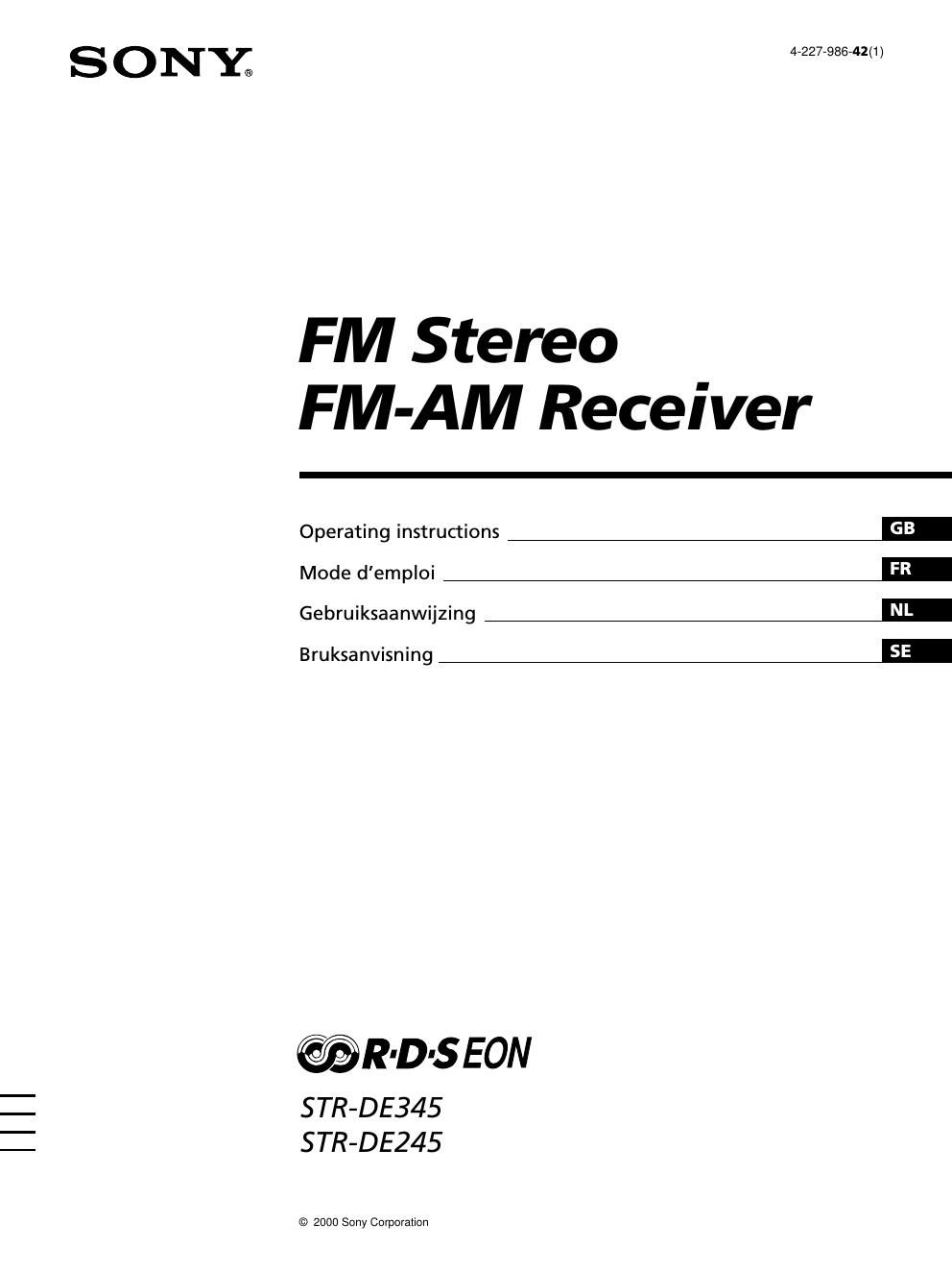 sony str de 245 owners manual