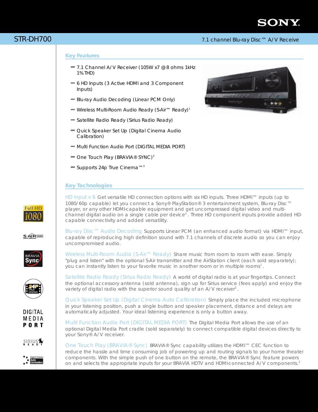 sony str dh 700 brochure