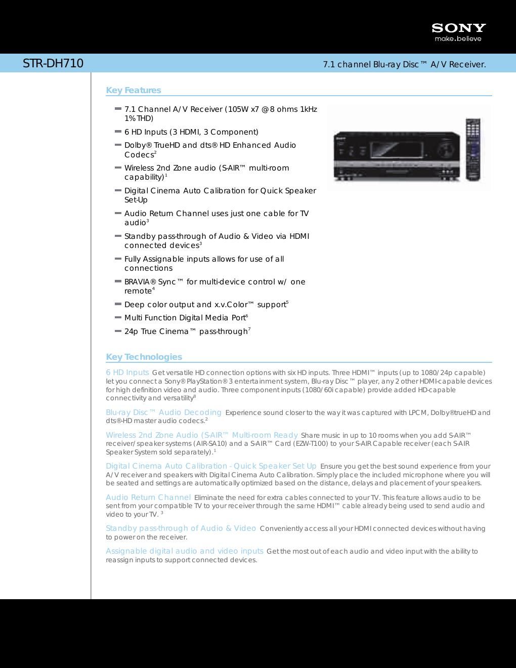 sony str dh 710 brochure