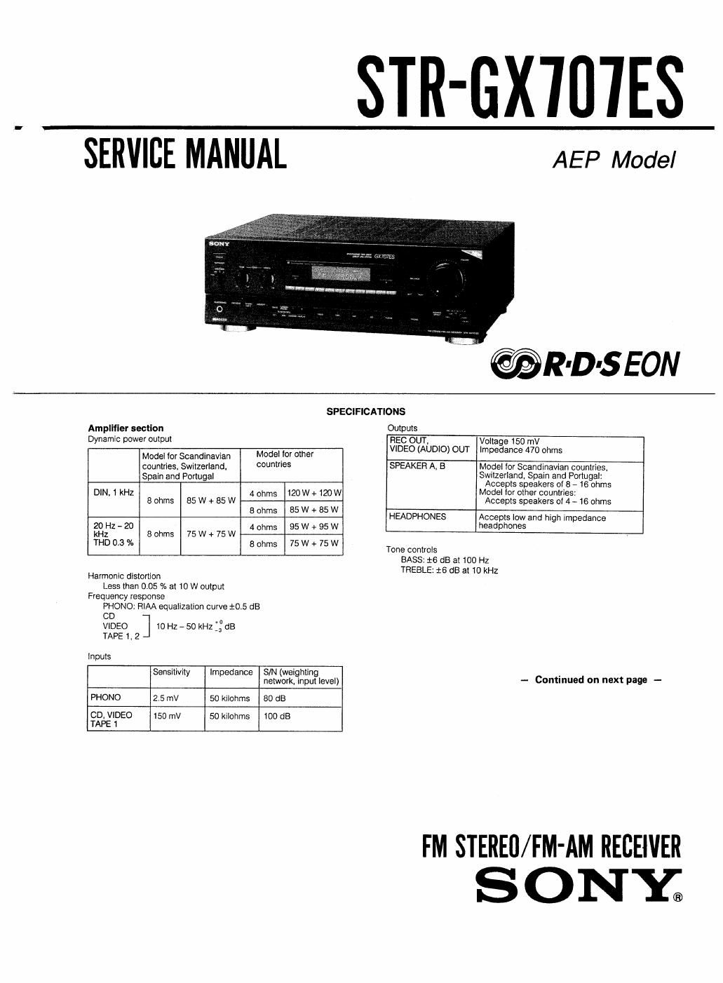 sony str gx 707 es service manual
