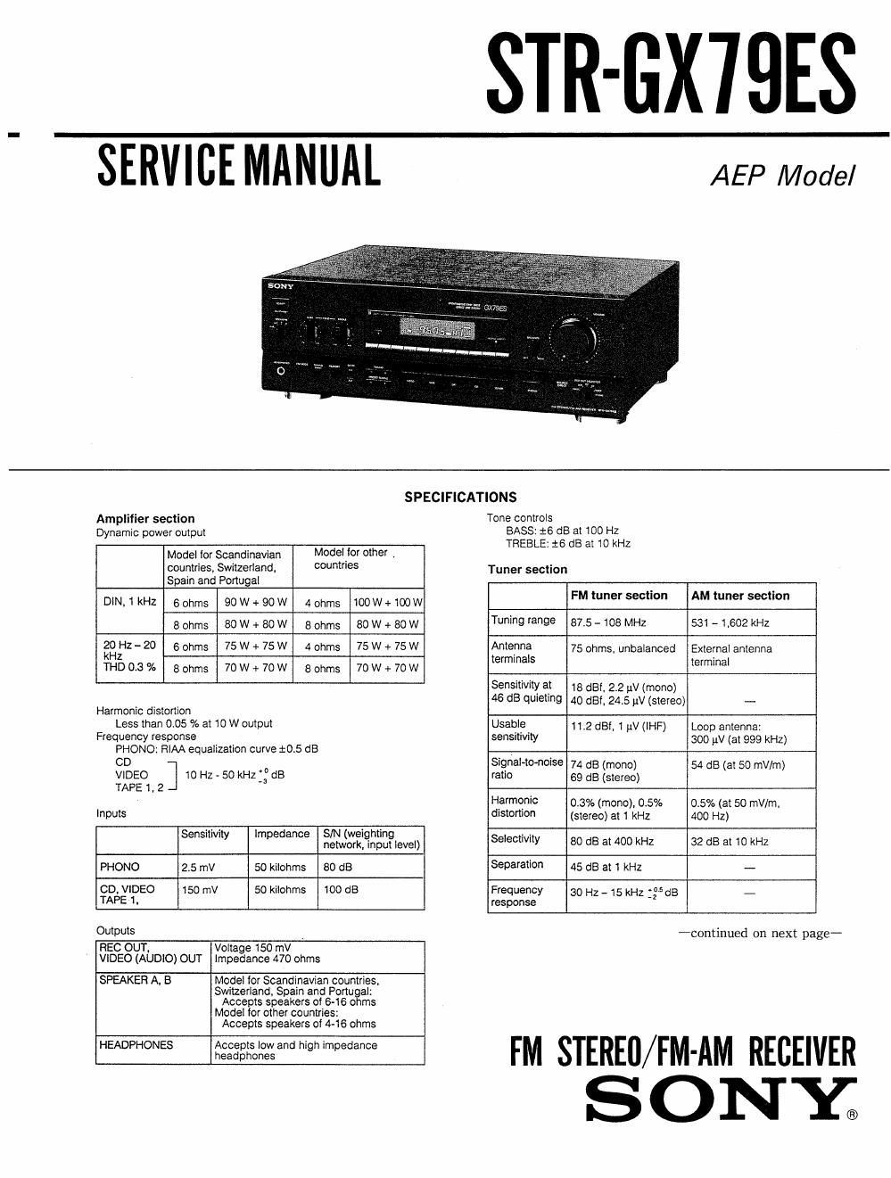 sony str gx 79 es service manual