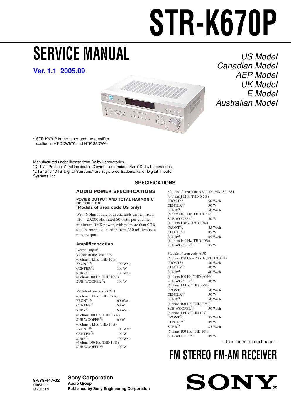 sony str k 670 p service manual