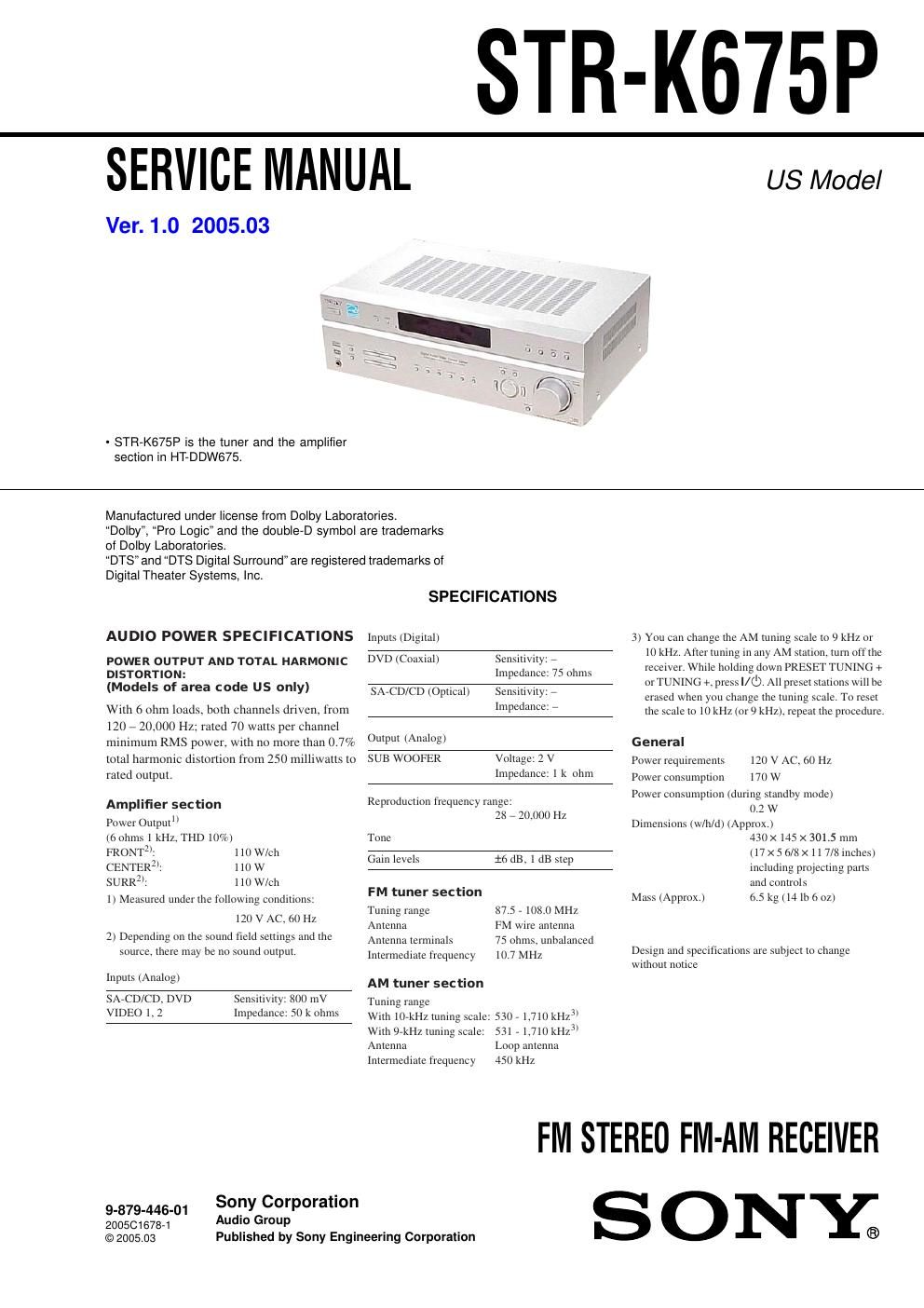 sony str k 675 p service manual