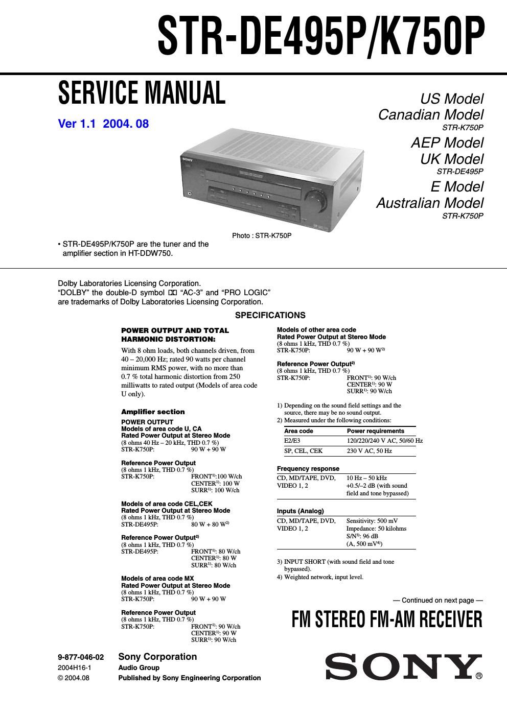 sony str k 750 p service manual