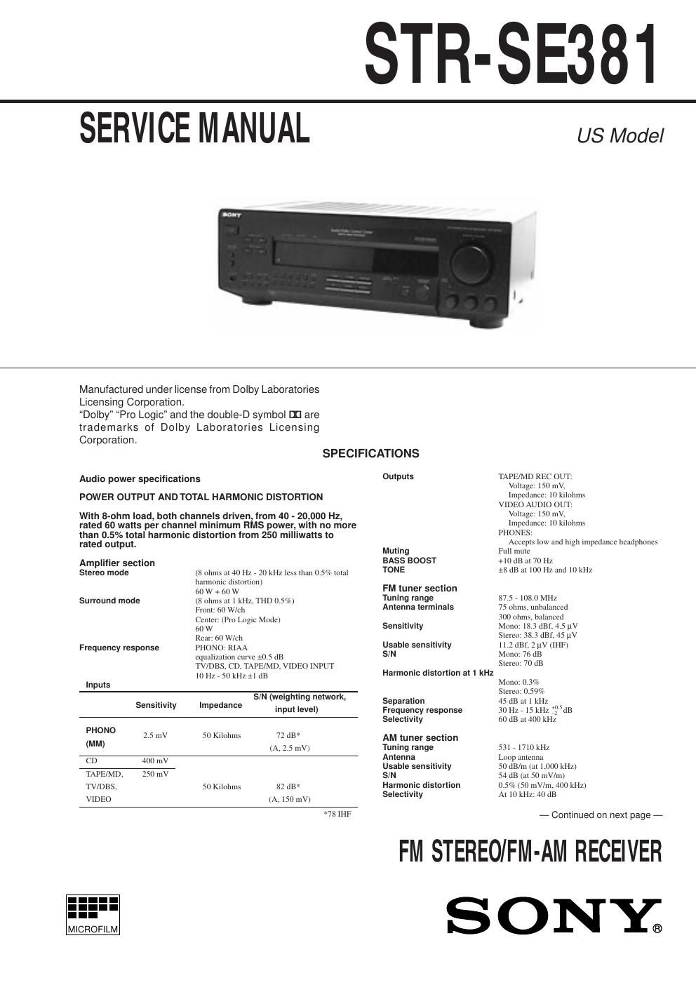 sony str se 381 schematic