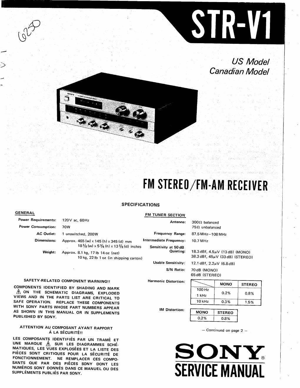 sony str v 1 service manual