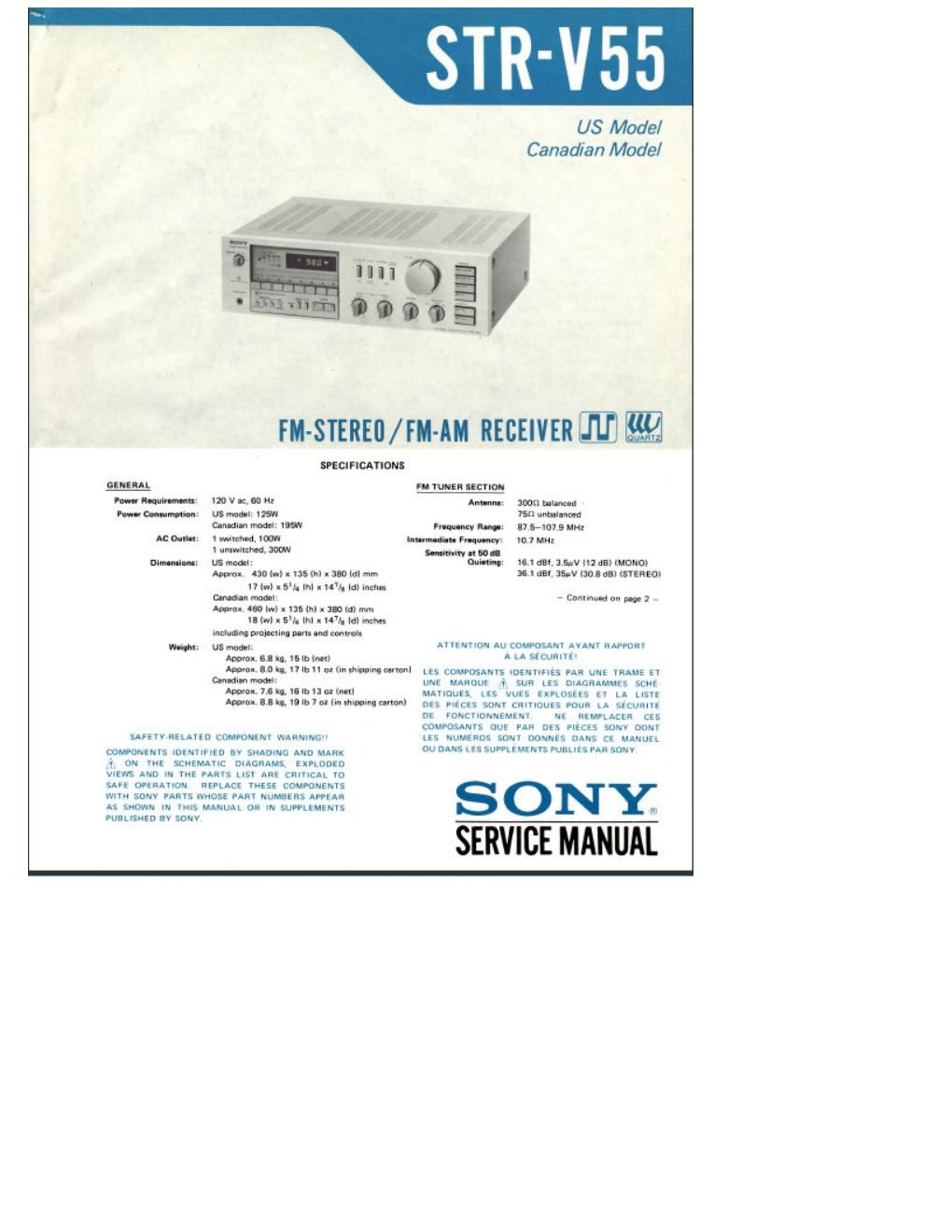 sony str v 55 service manual